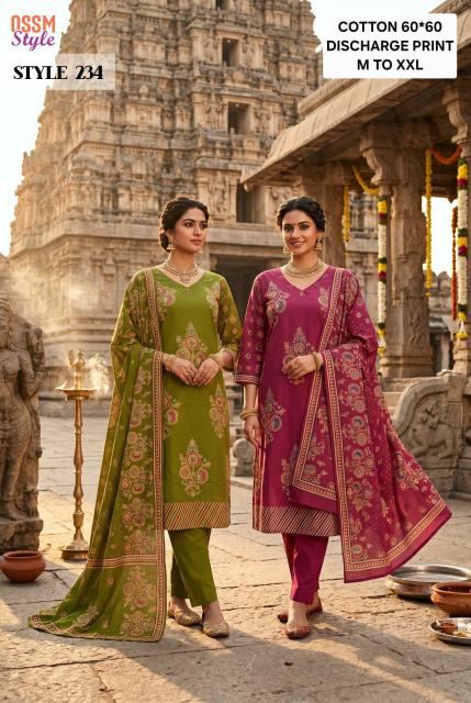Ossm style 234 cotton 3pcs varanga kurtis wholesale
